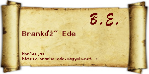 Brankó Ede névjegykártya